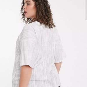 Simply Be glitter t-shirt in white